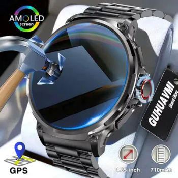 Nouveau 1.85 pouces Ultra HD AMOLED SmartWatch hommes GPS Bluetooth appel 710 Mah batterie Sport Fitness pour hommes fitness en plein air smartwatch