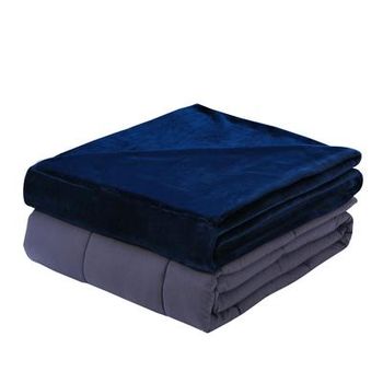 Plush 15 Lb. Weighted Blanket with Washable Cover by Levinsohn Textiles in Navy