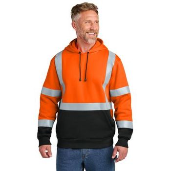 CornerStone CSF301 ANSI 107 Class 3 Heavy-Duty Fleece Pullover Hoodie in Safety Orange size 4XL | Polyester