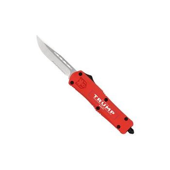 CobraTec Knives Trump 2024 Medium OTF 3 in Fixed Blade Knife D2 Steel Blade Cerakoted Handle Drop Serrated Red MTRP24REDDS