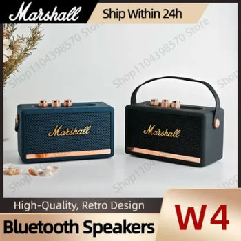 Nouveau Marshall W4 rétro BT haut-parleur sans fil Portable caisson de basses HiFi stéréo boîte de son décoration haut-parleurs pour la maison/fête/extérieur