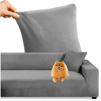 Soffatrekk Fløyel / Trekk til Sofa - 145-185cm - Mørkegrå