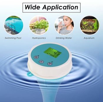 Intelligent vandkvalitetstester: Bluetooth 6-i-1 flydende monitor til pools, spabade/hydroponics - måler pH, EC, ORP, klor, saltholdighed/temperatur