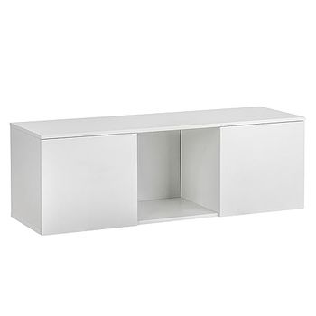 Baroni Home Mobile per Tv con 2 Sportelli e 1 Ripiano, Foro per Passaggio Cavi in MDF, Consolle Porta TV per Camera da Letto, Salotto, Cucina, Bianco, 120x40x40 cm