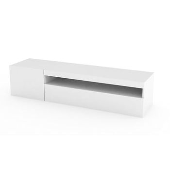 WHOUS - Mobile Porta Tv Da Terra DAIQUIRI 155cm - Mobile Tv Bianco in Melaminico - Supporto Tv da Pavimento con Vano a Giorno e 2 Spazi Contenitivi - Mobile Soggiorno Moderno 100% Made in Italy