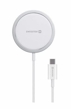 Swissten Magstick USB-C-kabel, magnetische draadloze oplader, compatibel met MagSafe, ondersteunt snel opladen tot 15 W, lengte 1,5 m