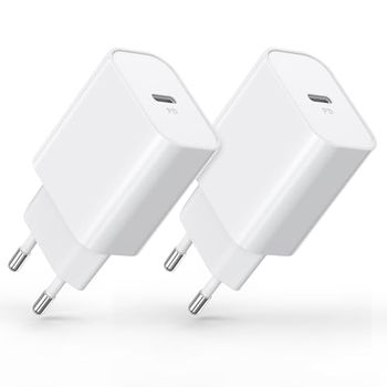 30W Chargeur i-Phone, Chargeur USB C, PD 3.0 Chargeur Rapide, Adaptateur USB-C Alimentation Compatible avec i-Phone 16/15/14/13/12 Plus Pro Max Mini, iPad, Samsung Galaxy S24/S23/22 (2-Pack)