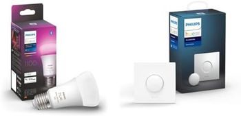 PHILIPS Hue White&Color Ambiance Lampadina Smart Led, Bluetooth, Controllo Vocale Hue Smart Button, Telecomando per Controllo delle Luci Smart Hue