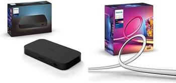 Philips Hue Play HDMI Sync Box Sincronizza Illuminazione Smart Hue con TV + Philips Hue Play Gradient Lightstrip Striscia Led Smart 16 Milioni di Colori, 55"