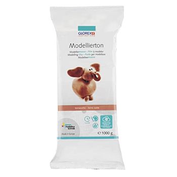 GLOREX 717-Argilla da Modellare, 1000 g, pronta all'Uso e indurente all'Aria, su Base Naturale, Molto Facile da Usare, per Essere creativi, Colore Terracotta, 6 1780 717