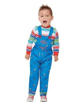 Smiffys Costume de Chucky, Bleu, avec haut et salopette imprimée