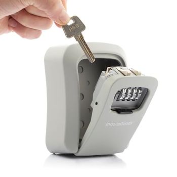 InnovaGoods - Weerbestendige Sleutelkluis LorK, 4-Cijferig Combinatieslot, Multifunctioneel voor Binnen/Buiten, Compact, Grijs, 8.5x11.3x4 cm