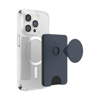 PopSockets Cartera para teléfono con Agarre expandible, Soporte para Tarjetas de teléfono, Compatible con Carga inalámbrica, Cartera Compatible con MagSafe, Color Azul Marino