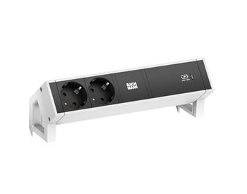 BACHMANN DESK2 2 x veiligheidscontact USB C, USB-oplader 60 W, 0,2 m, GST18, wit