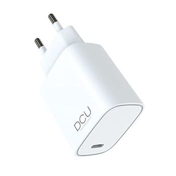 DCU TECNOLOGIC | Caricabatterie, Adattatore di ricarica, GaN USB Type-C Charger Power Delivery 30W, Bianco