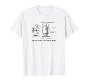 Mills Bomb Grenade No 36 British Grenades WW1 WW2 Diagram T-Shirt