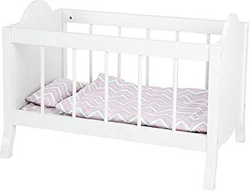 Small Foot 11778 Doll's Crib, white, with soft mattress, blanket, pillow & bed linens, for ages 3+ years