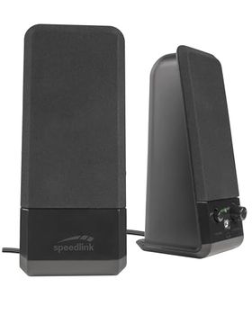 Speedlink EVENT Haut Parleur PC actif - Enceintes Actives pour PC avec 3,5mm Jack, 12W, alimentation en courant par le port USB, noir