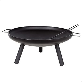 AKTIVE 63034, draagbare vuurschaal voor buiten, met pookhaak, ijzermateriaal, robuust, afmetingen Ø 59 x 72,5 x 28 cm, grill voor buiten, camping