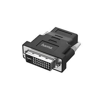 Hama | Adaptador de HDMI a DVI (Adaptador de Video DVI a HDMI para Conectar el PC a un Monitor y/o Proyector, Calidad 4K, Transmisión) Color Negro