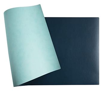 Exacompta - Ref. 29142E - 1 skrivbordsunderlägg för Home Office - i tvåfärgat konstläder (polyuretan) - mjukt och motståndskraftigt - storlek 40 x 80 cm - färg tropical/canard - levereras rullat