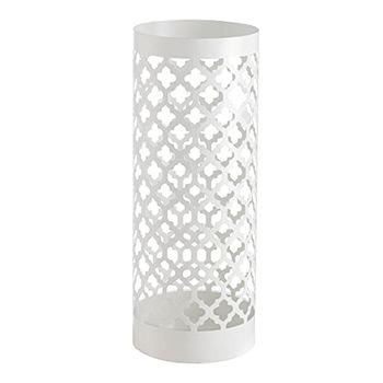 Baroni Home Portaombrelli Design Moderno Porta Ombrelli in Metallo Classic Bianco con 2 Gancini e Vaschetta Scolapioggia Rimovibile 19X19X49 cm (Bianco)