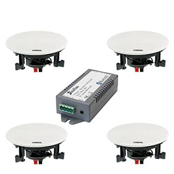 Lyndahl CS200BT Kit with 2 or 4 Speakers Including Bluetooth Amplifier, Built-in Speaker, Bluetooth, Ceiling Speaker with AUX-IN, Bluetooth Speaker with 4 Speakers