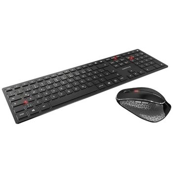 CHERRY DW 9500 SLIM, Ensemble Clavier et Souris Sans Fil, Disposition allemande (QWERTZ), Bluetooth ou Radio 2,4 GHz, Souris Ergonomique pour Droitiers, Gris anthracite