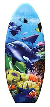 Idena 40467 – Simbräda för barn, bodyboard med bärsele och tygbeläggning, delfin, ca 99 x 40 x 5 cm