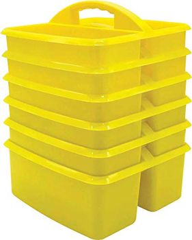 Yellow Plastic Storage Caddies - 6 Pack