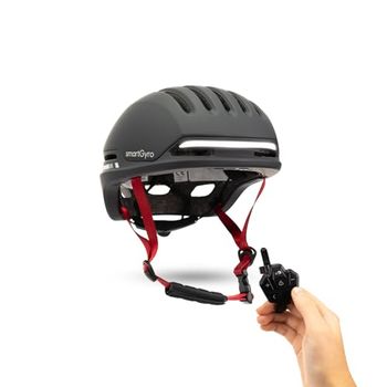 smartGyro Casco Inteligente Smart Helmet Pro 2 con luz de Frenado Automática, Intermitentes, Altavoces, Bluetooth, Tamaño L, EPS + PC, Visera Delantera, Leds Delanteros y Traseros, Color Negro