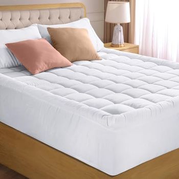 Utopia Bedding Matrasdek, gewatteerde matrasbeschermer, matrashoes met diepe hoeken tot 41 cm, zachte pillow top matrasovertrek - Tweepersoons, 137 x 190 cm, wit