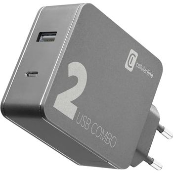 Cellularline | Caricabatterie da Rete | Caricabatterie per Computer Portatile dotati di porta USB-C e Smartphone, 42W