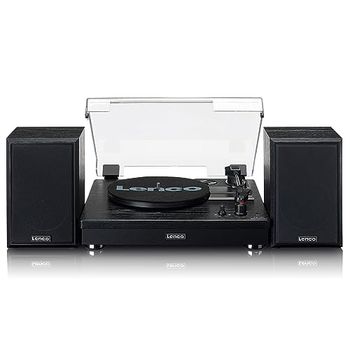 Lenco Turntable LS-101 - Giradiscos Bluetooth - Altavoz Externo con 2 x 10 vatios RMS - 3 velocidades - Transmisión por Correa - Negro