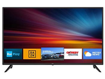 Trevi 4008SM00 LTV 4008 Smart TV 40" televisie met digitaal decoder DVBT-T2 en satellieten DVBS-S2, Android besturingssysteem, USB, 3 HDMI, VGA, coaxiale audio, resolutie 1920 x 1080 DPI Full HD,Zwart