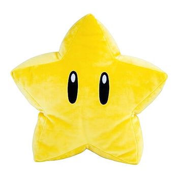 Club Mocchi Mocchi Tomy - Peluche Nintendo Super Mario Super étoile Mega 38 cm- Jouets Doux Super Mario à Collectionner - Jouets héros sous Licence Officielle - Jouets Enfants 3+ Ans