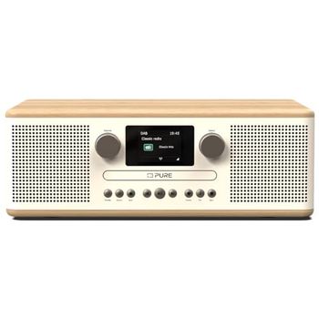 Pure Classic C-D6 Equipo de música (Reproductor de CD, Dab+/FM, Bluetooth, AUX, USB, Alarma Sleeptimer) Blanco algodón/Roble