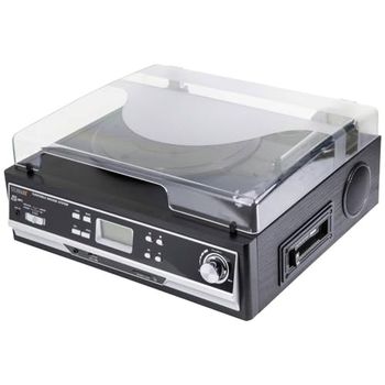 Technaxx Bluetooth 2.0 Convertisseur de Disque Vinyle et Cassette TX-22+ avec lecteur de cassette intégré et haut-parleurs stéréo - MP3/WMA, 3 vitesses, AUX-IN, stockage direct sur carte USB/SD