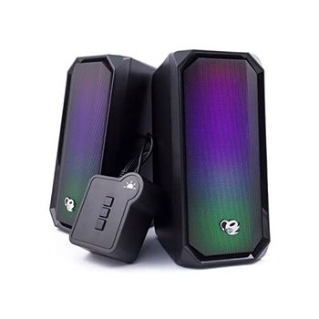 CoolBox DeepGaming R205 - Altavoces Ordenador Gaming 2.0, 6W RMS, 6 Modos de Iluminación RGB, Entrada Jack 3.5mm y Bluetooth 5.0. Altavoz pc sobremesa y Smartphone. Negro