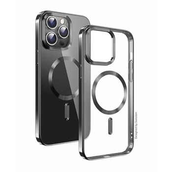 Swissten Clear Jelly Magstick Metallic compatibel met iPhone 15 - transparant zwart