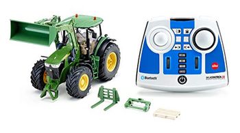 siku 6795 – Tracteur Bluetooth télécommandé John Deere 7310R, Vert, Métal/Plastique, 1:32, Contrôlable avec smartphone via application mobile, Télécommande Bluetooth et accessoires inclus