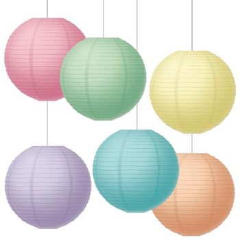 Pastel Pop 8" Hanging Paper Lanterns, Pack of 6