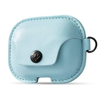 Twelve South AirSnap Pro | Leren beschermhoes met verliespreventieclip en optionele draagriem voor AirPods Pro, leisteenblauw