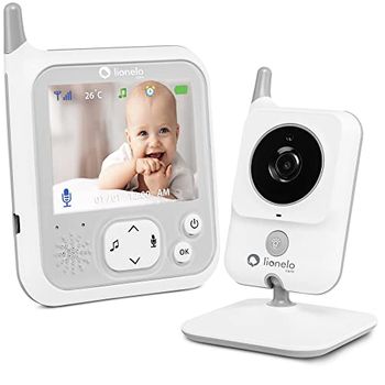 lionelo CARE BABYLINE 7.1 Baby monitor neonati con telecamera e schermo 3" pollici LCD, Video e audio, Modalità notturna, Comunicazione bidirezionale, Portata 260m, Sensore temperatura e pianto
