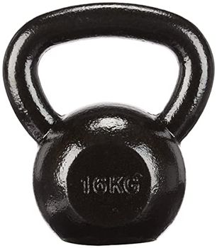 Amazon Basics Cast-Iron Kettlebell with Textured and Painted Surface, Black, 16kg / 35lbs