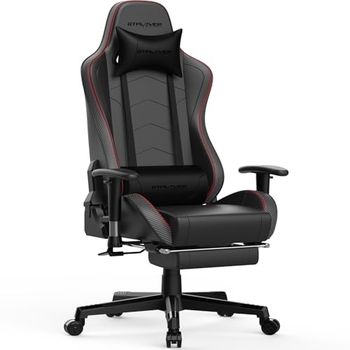 GTPLAYER Chaise Gamer avec Repose-Pieds, Haut-Parleur Bluetooth, Ergonomique, pour Bureau, Ordinateur, avec Dossier réglable, Charge maximale : 150 kg, Noire