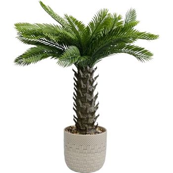 Kare Cycas Design decoratieve plant, groen, geschikt voor mensen met allergieën, onderhoudsvriendelijk, geen pollen of schimmelvorming, decoratief object voor de woonkamer, grote kunstplant, met pot,