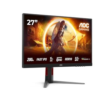 AOC 27G4HA 27 inch FHD Monitor 200Hz, Fast IPS Panel, 1ms GtG, Adaptive Sync, HDR10, G-Sync Compatible, Height Adjustment, Speakers, (1920x1080 HDMI 2x 2.0 DP) Black/red