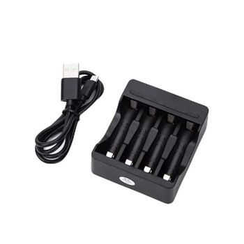 Cargador rápido de Pilas 4 (AA/AAA), Capacidad de Carga rápida y diseño Compacto, Ideal para Uso doméstico y prolongar la duración de Las Pilas.