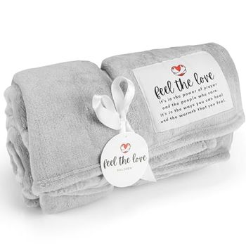 Solsken Home Get Well Blanket - Healing Blanket - Inspirational Blankets for Women/Men - Get Well Soon Gifts - Soft Throw Blanket (Gray Fleece 50”x65”)